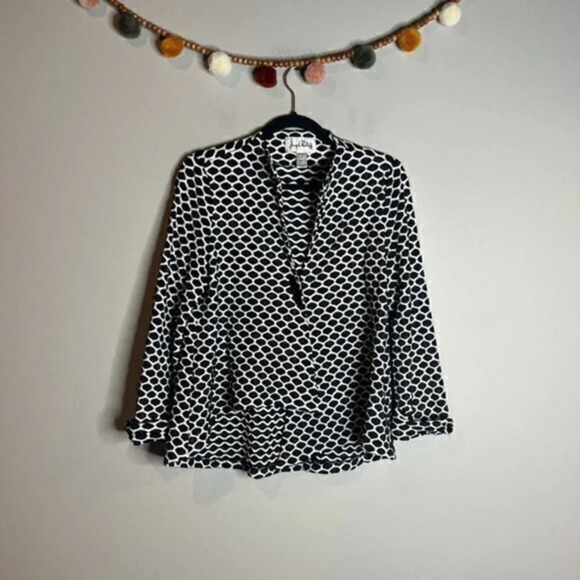 Joseph Ribkoff asymmetrical black and white patterned toggle jacket - Picture 1 of 4